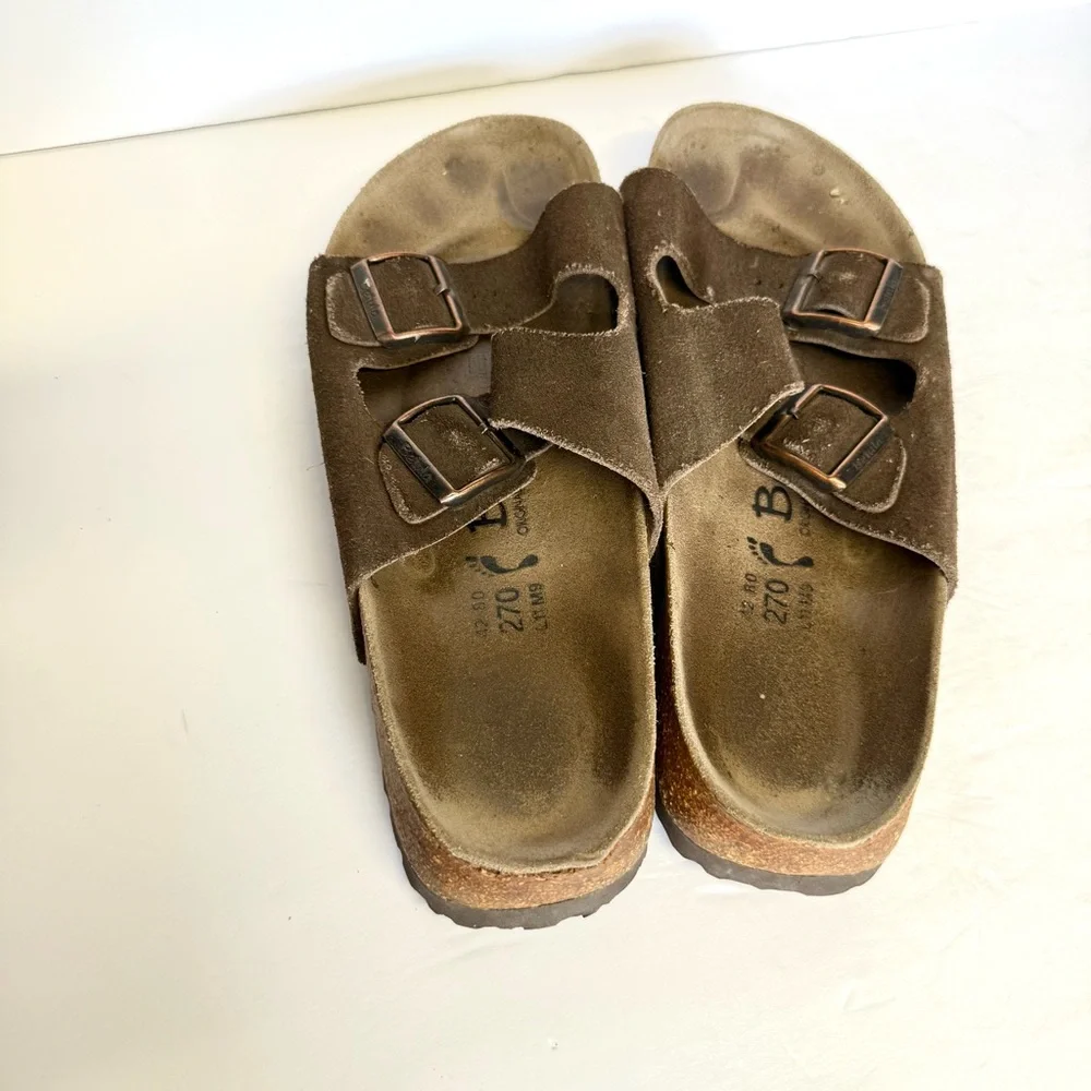 Birkenstock Betula Arizona Suede Brown Slip On Slide Sandals Unisex W: 11 M: 9